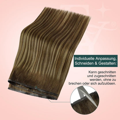 Butterfly Tressen Echthaar Braun Blond Ombre 60cm