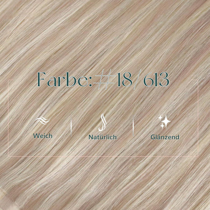 Blond Butterfly Tressen Echthaar Ashblond Highlights 45cm