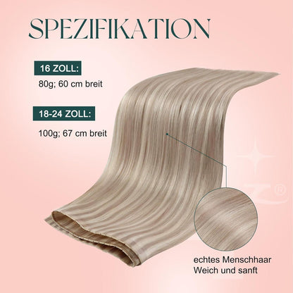 Blond Butterfly Tressen Echthaar Ashblond Highlights 45cm