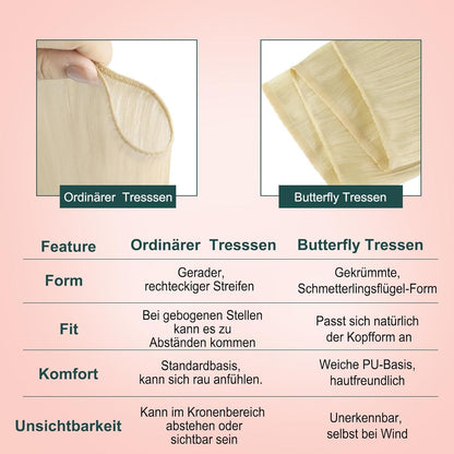 Blond Butterfly Tressen Echthaar – Haarverlängerung 45cm