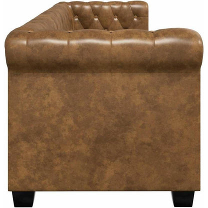 3-Sitzer Chesterfield Sofa Braun in Lederoptik