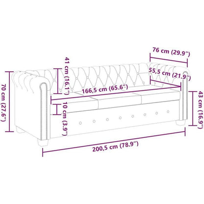 3-Sitzer Chesterfield Sofa Braun in Lederoptik