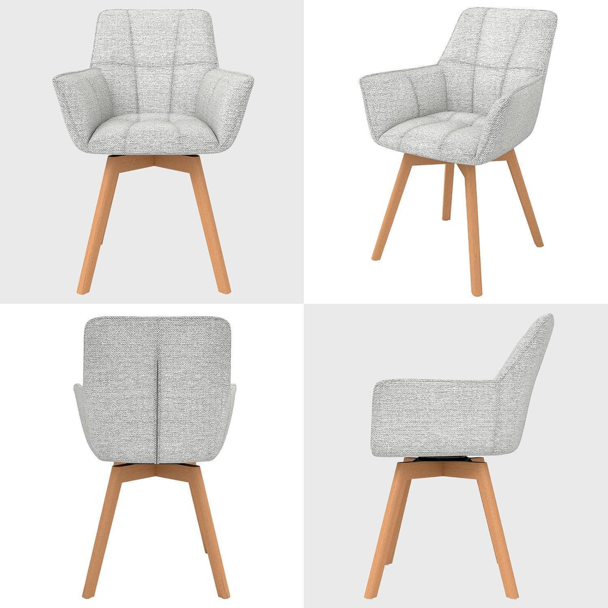 2er Set Esszimmerstühle drehbar, Samt, Hellgrau