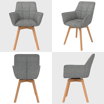 4er Set Esszimmerstühle drehbar, Dunkelgrau, Samt & Holz