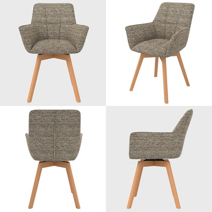 2er Set Drehstühle Samt, Braun – Esszimmer & Wohnzimmer