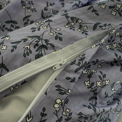 Blumen Bettwäsche Set Grau 220x240 cm Baumwolle 3tlg.
