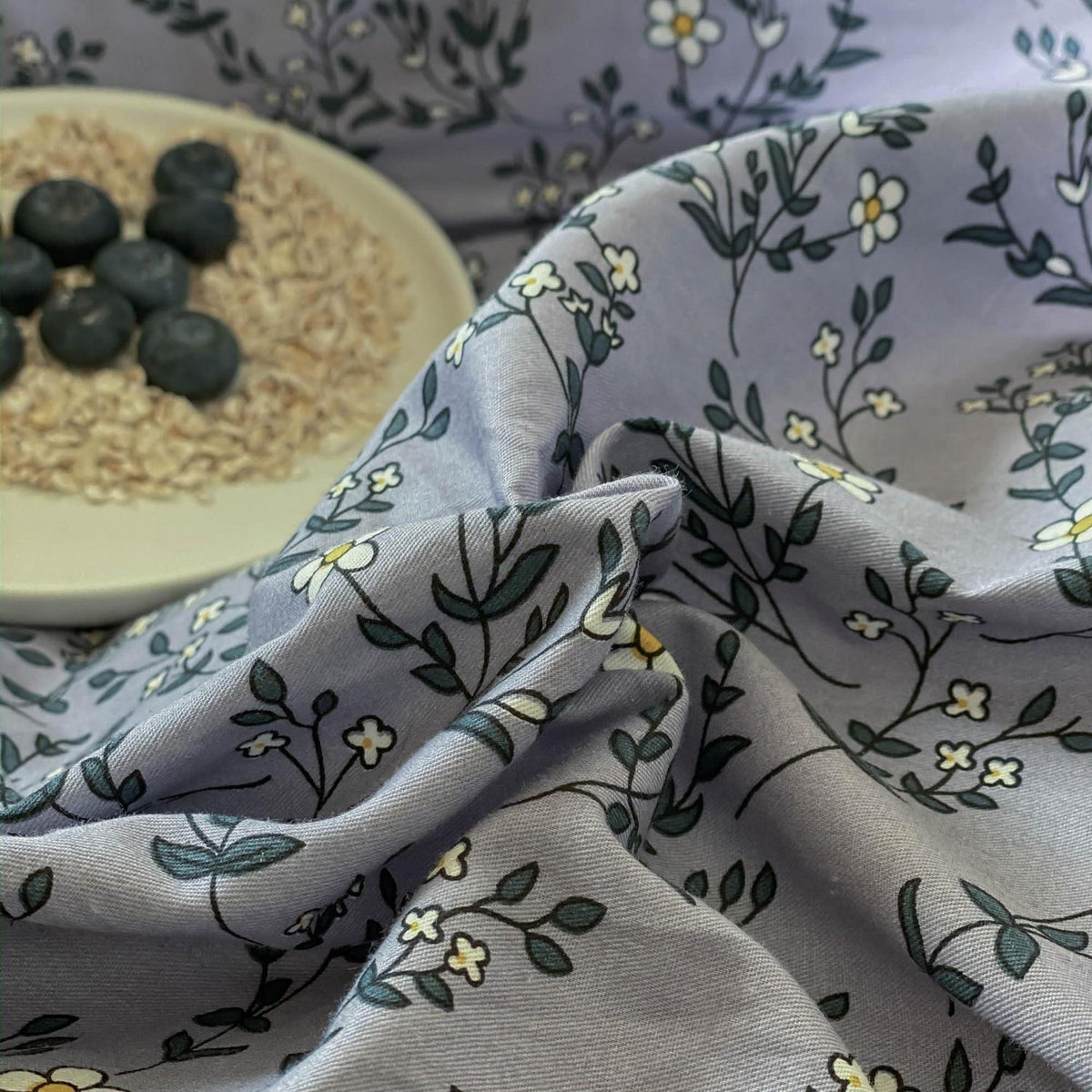Blumen Bettwäsche Set Grau 200x220 cm Baumwolle 3-teilig