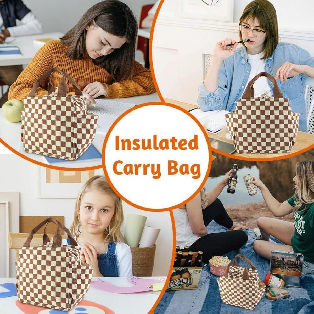 Kühltasche Damen 12L Cord Lunchtasche mit Seitentaschen