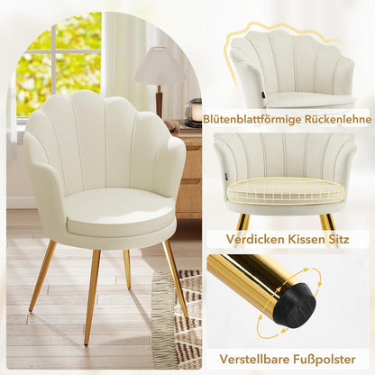 Samt Esszimmerstühle 2er Set mit Blütenblatt-Rückenlehne