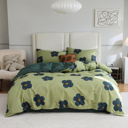Blumen Bettwäsche Set 200x220 cm Grün Baumwolle