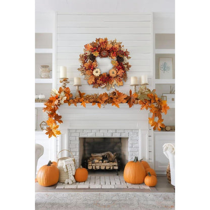 Herbstkranz 55cm mit Kürbissen und Laub, sofort dekorierbar