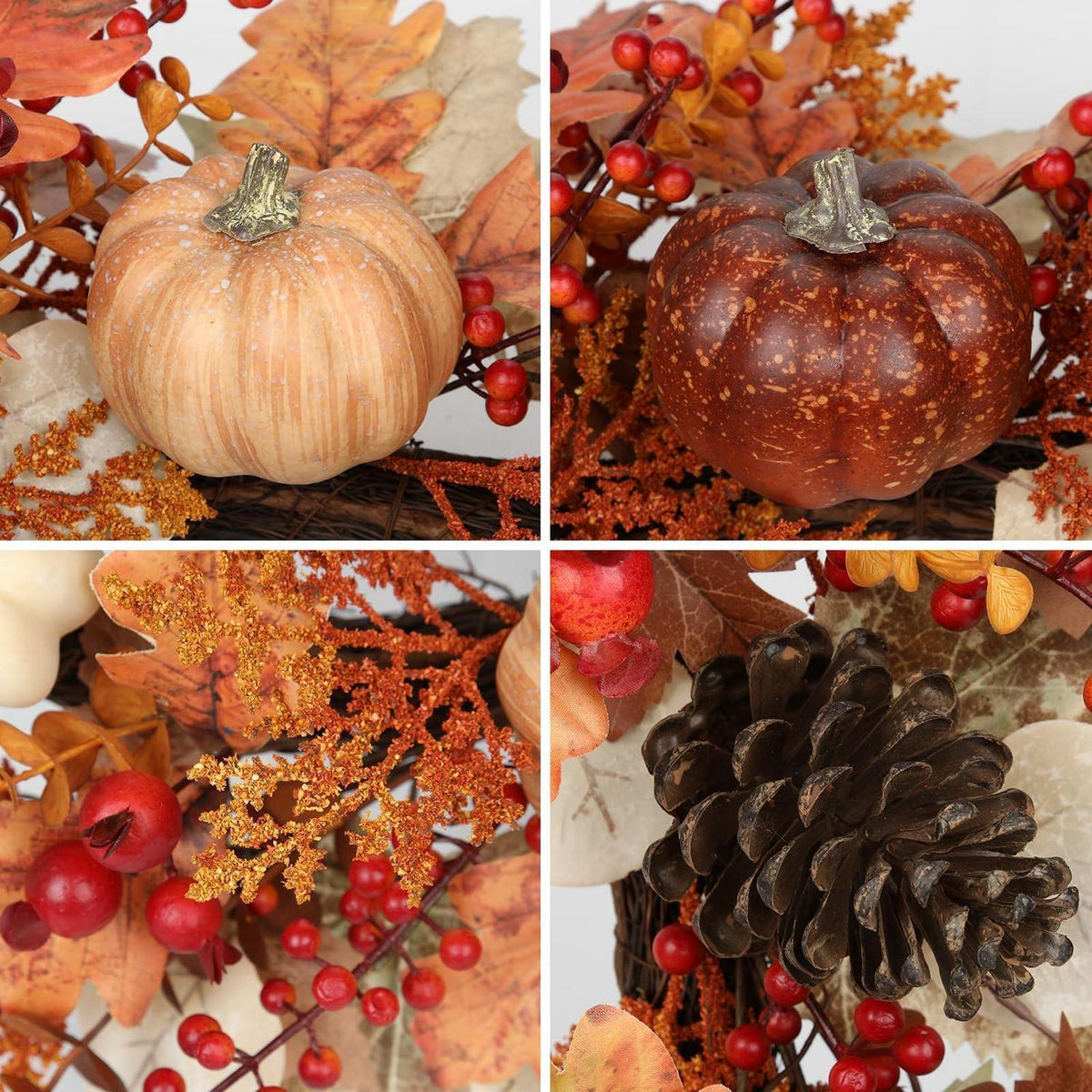 Herbstkranz 55cm mit Kürbissen und Laub, sofort dekorierbar