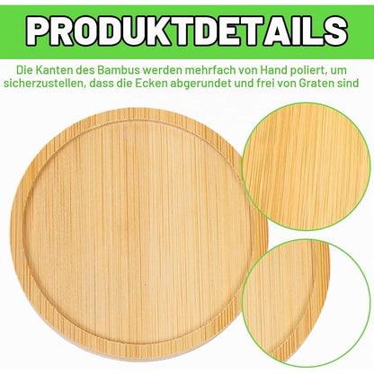 12 Holz Untersetzer Round Bambus - Möbel Schutz & Dekoration