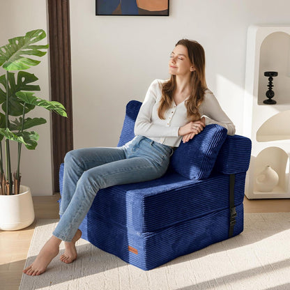 Klappsofa mit Schlaffunktion – Blau, 160x80x40cm