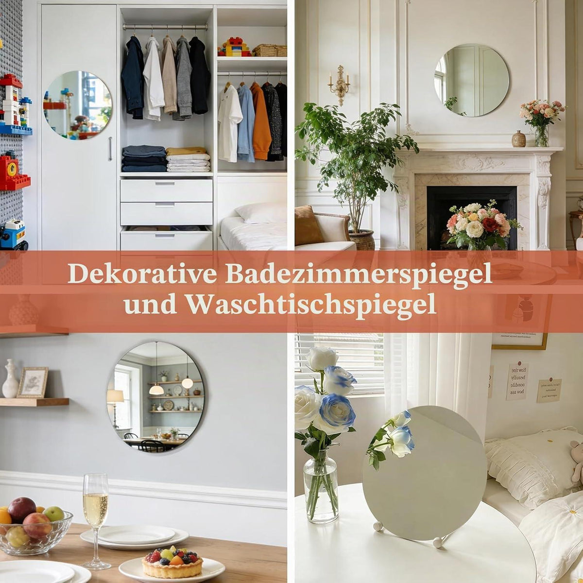 Runder Wandspiegel 25cm – Selbstklebend, Rahmenlos & Klar