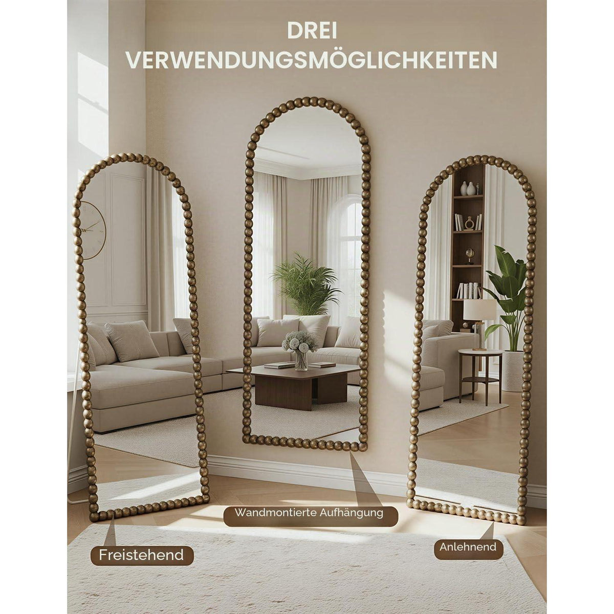 Ganzkörperspiegel 193x86 cm – Arch Design, Bronze