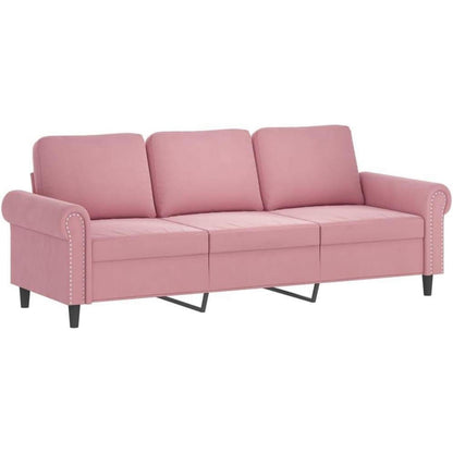 Rosa Samt Sofa mit Armlehne – 3-Sitzer Couch 180cm