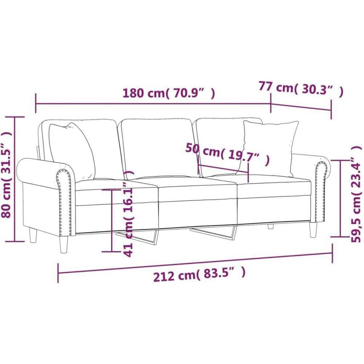 3-Sitzer Samtsofa Dunkelgrau – Modernes Mini Sofa mit Kissen