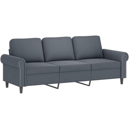 3-Sitzer Samtsofa Dunkelgrau – Modernes Mini Sofa mit Kissen