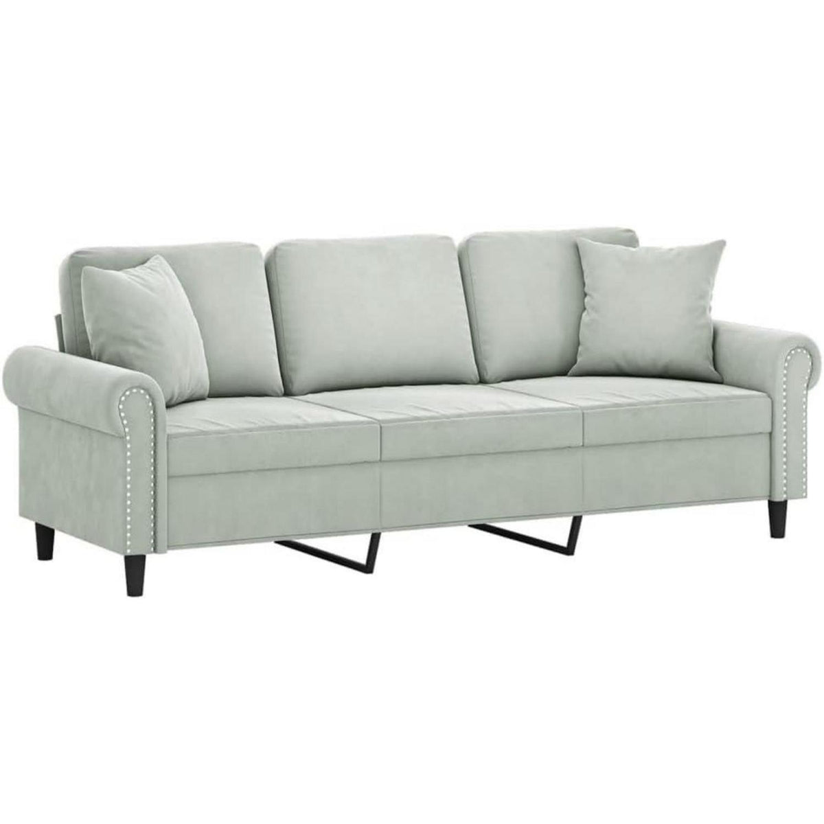3-Sitzer Samtsofa Modern Hellgrau – Bequemes Mini Sofa