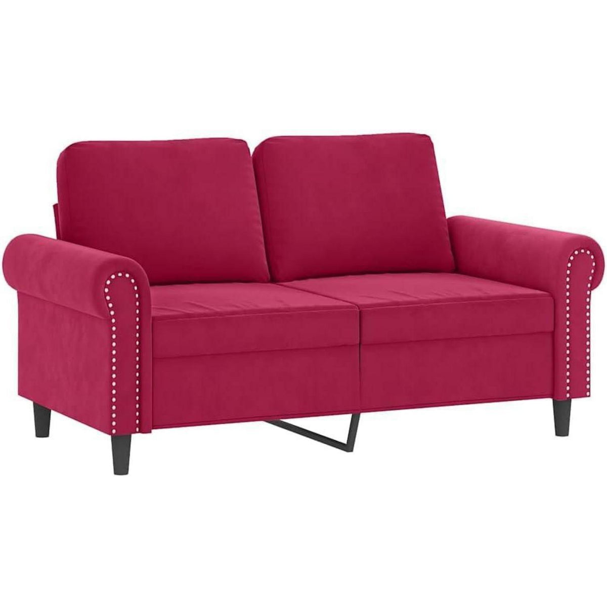 2-Sitzer Sofa Samt Weinrot – Modernes Mini Sofa mit Kissen