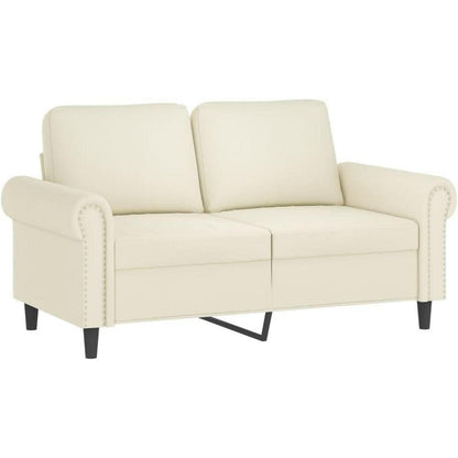 2-Sitzer Sofa Samt Creme – Modernes Mini Sofa mit Kissen