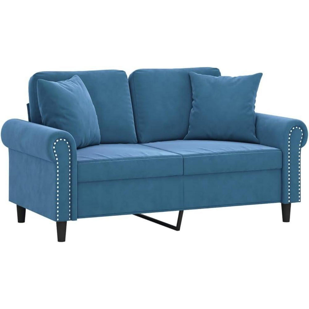 Samt Sofa Modern Kleines 2-Sitzer Sofa Blau 120cm