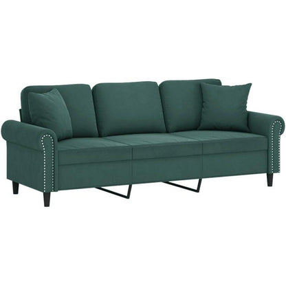 3-Sitzer Sofa Dunkelgrün Samt – Modernes Wohnzimmer Sofa 180cm