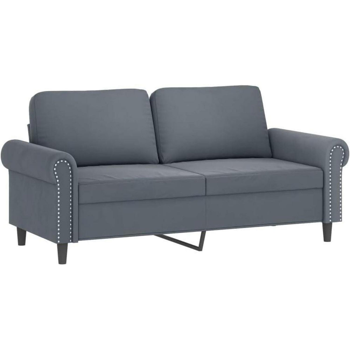 2-Sitzer Sofa Samt Dunkelgrau – Modernes Mini Sofa mit Kissen