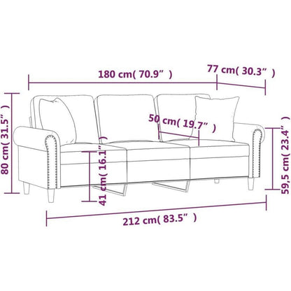 3-Sitzer Samtsofa Schwarz – Modernes Mini Sofa mit Kissen