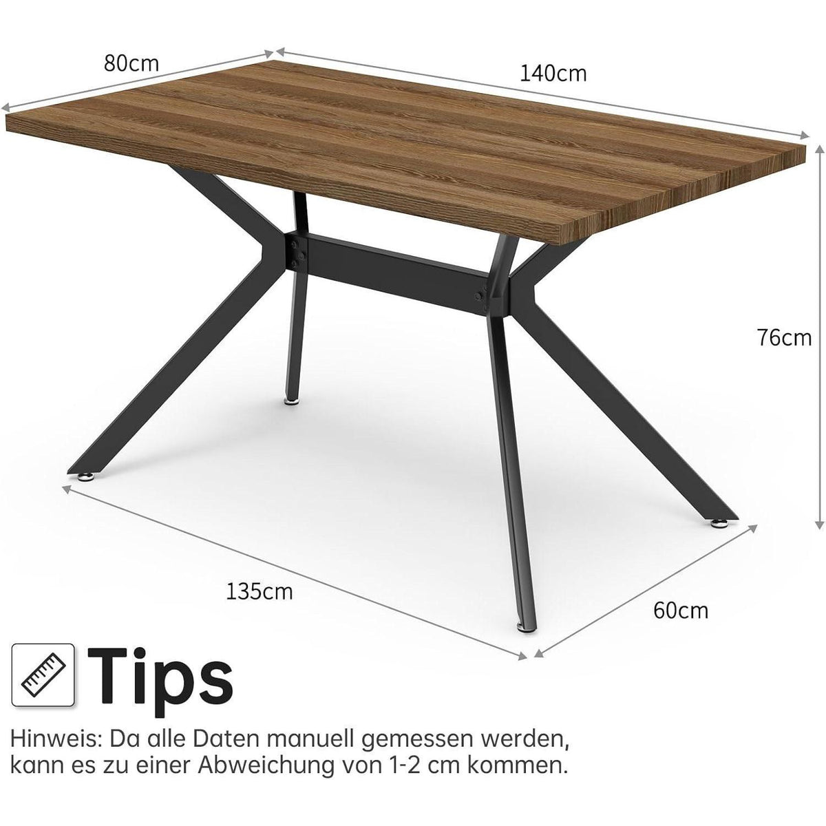 Esstisch Set Dunkelgrün & Dunkelholz | 140x80cm Tisch mit 6 Stühlen
