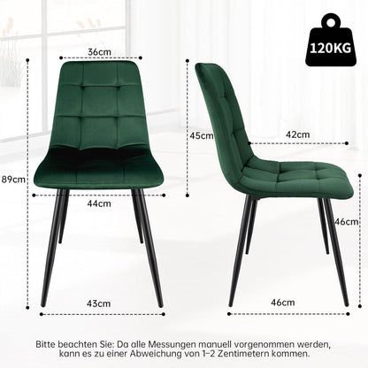 Esstisch Set Dunkelgrün & Dunkelholz | 140x80cm Tisch mit 6 Stühlen