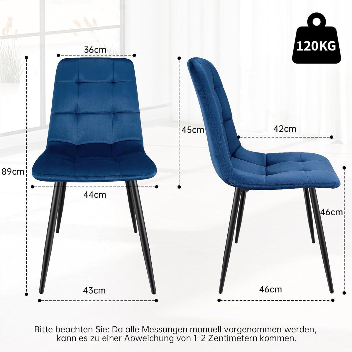 Esstisch Set mit 4 Samtstühlen – 140x80cm Holz Küchentisch
