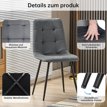 Esstisch Set Dunkelgrau & Dunkelholz | 140x80cm mit 6 Stühlen