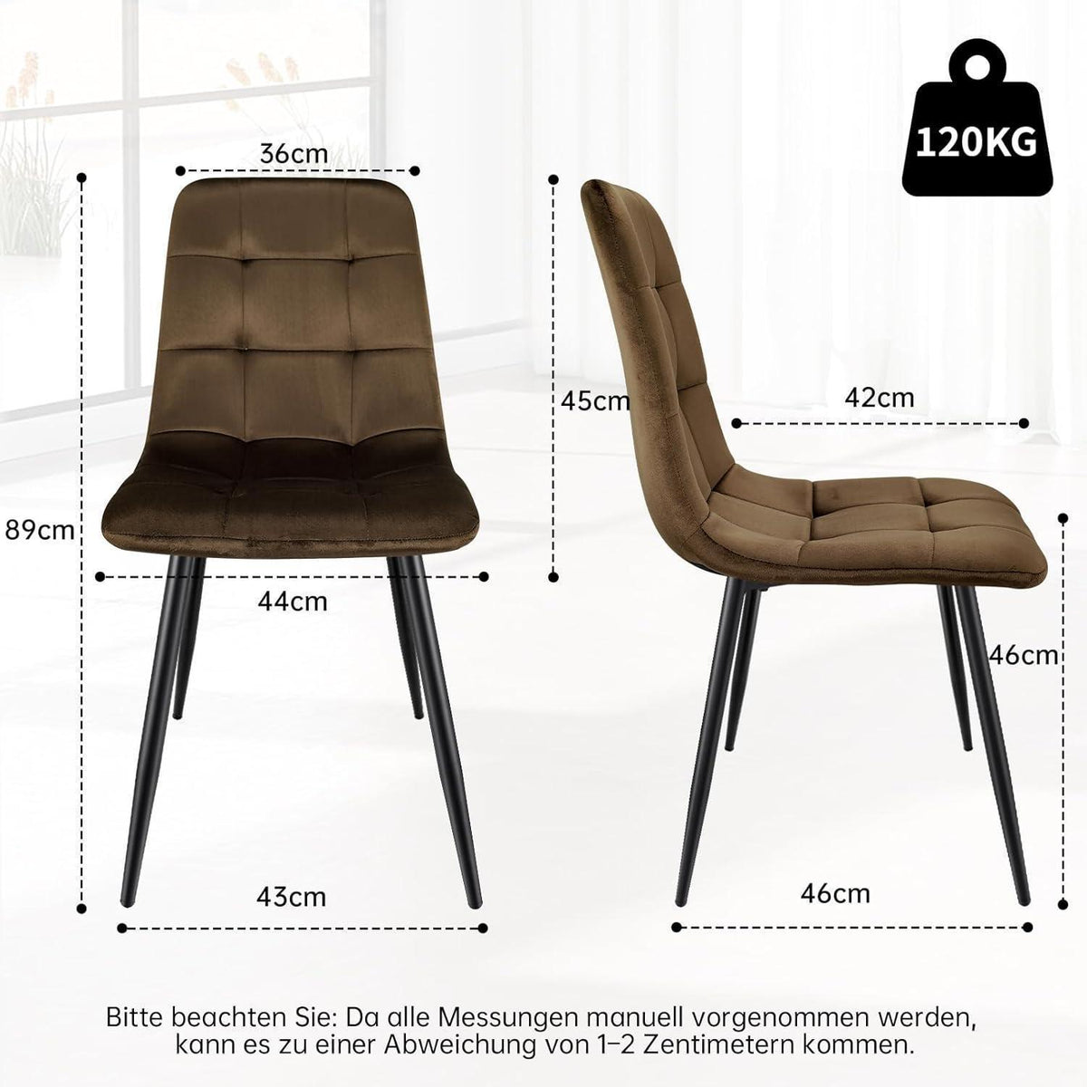 Esstisch Set Dunkelholz mit 6 Samtstühlen 140x80cm