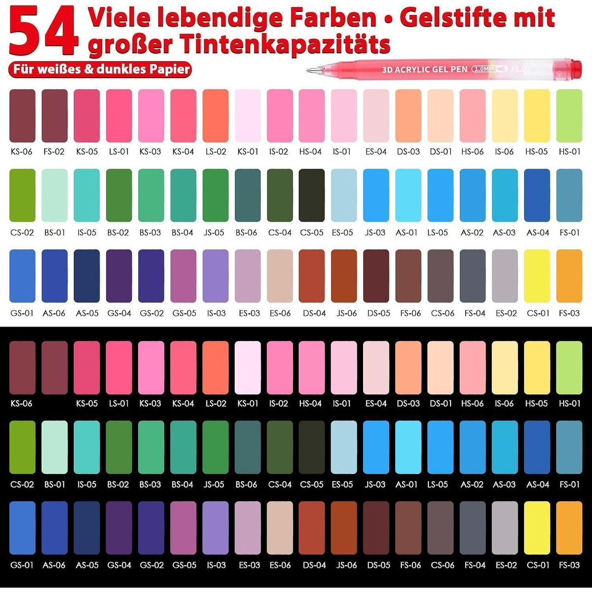 3D Acryl Gel Stifte Set – 54 Farben für Kunst & Basteln