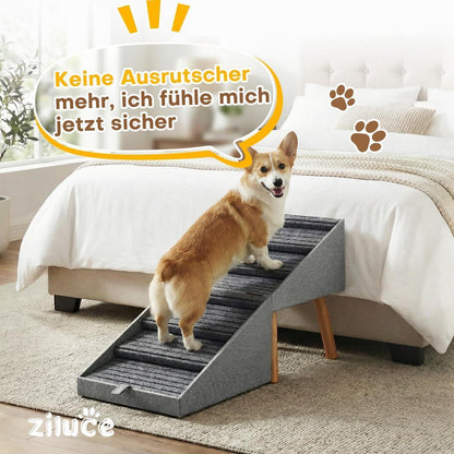 Hunde Treppe 6 Stufen – Klappbar & Ottoman Design (Hellgrau)