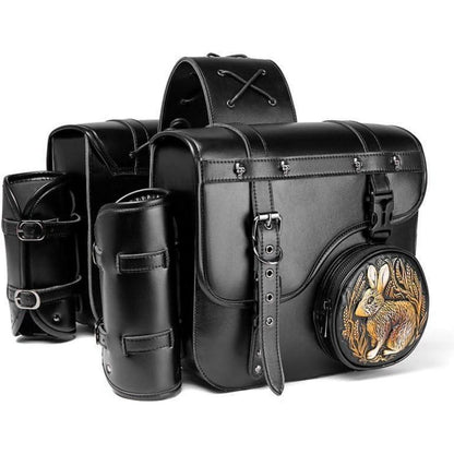 Motorrad Satteltasche 30L Wasserdicht mit Flaschenhalter in Lederoptik
