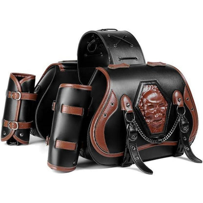 Motorrad Satteltasche 30L Wasserdicht mit Flaschenhalter in Lederoptik