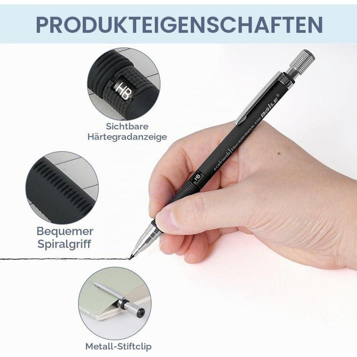 Druckbleistift Set mit HB Minen – Ideal zum Schreiben & Zeichnen