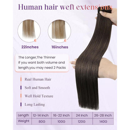 Echthaar Tressen Braun – Sew-in Haarverlängerung 35cm