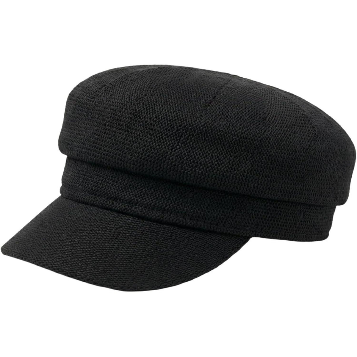 Damen Schirmmütze Leinenimitat Flat Top Cap Schwarz