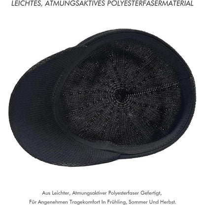 Damen Schirmmütze Leinenimitat Flat Top Cap Schwarz