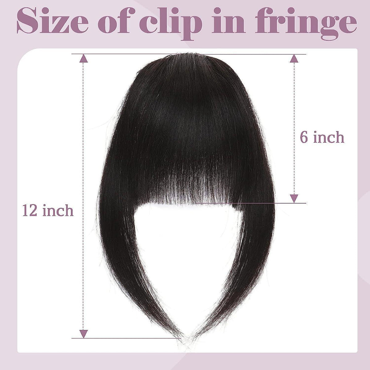 Clip-in Pony Echthaar Curved Bangs mit Schläfen #1B Schwarz