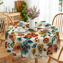 Runde Tischdecke 140 cm Vintage Wildblume | Wetterfest & Abwaschbar