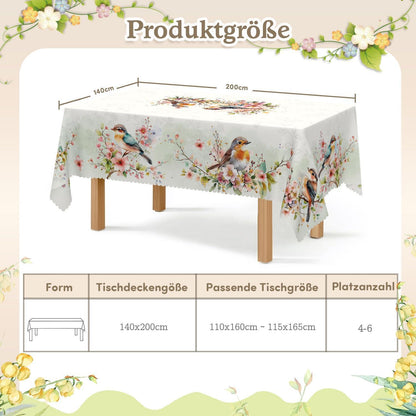Wetterfeste Tischdecke Rechteckig – Aquarellvogel Muster 140x200 cm