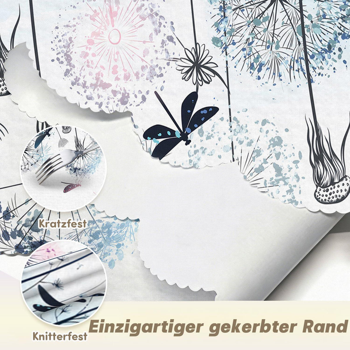 Runde Tischdecke 160 cm – Wetterfest & Löwenzahn Floral