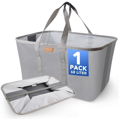 Faltbarer Wäschekorb 68L – Extra flach & Standfuß