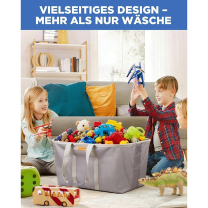 Faltbarer Wäschekorb 68L – Extra flach & Standfuß