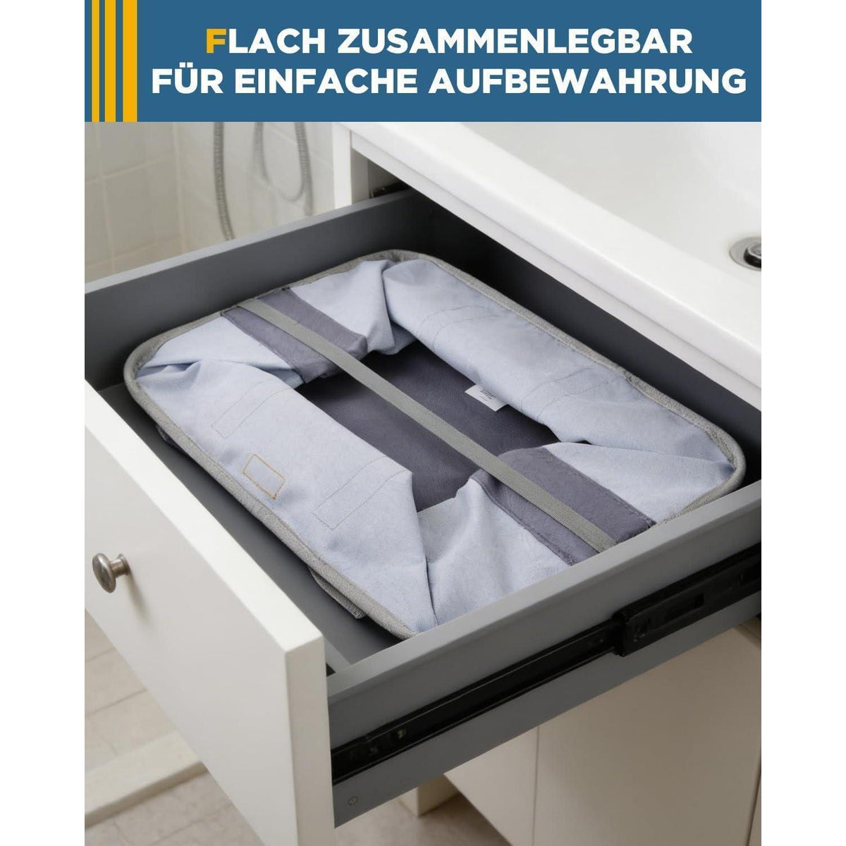 Faltbarer Wäschekorb 2er Set Blau/Grau – 68L, Platzsparend